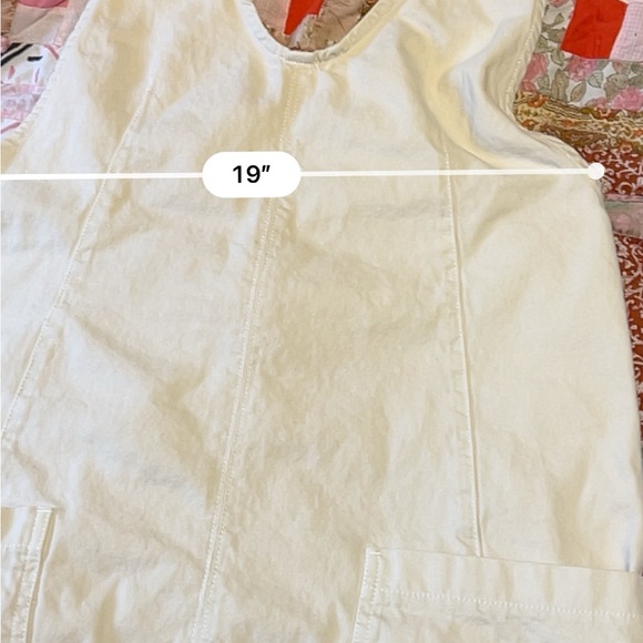 Free People We The Free Jumpsuit Womens High Roller Ivory Denim Pull On Overall - Picture 7 of 11